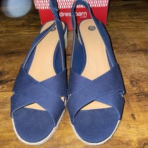 Dress barn navy peep toe wedges